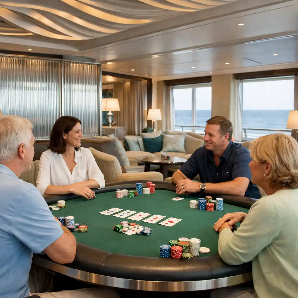 Stół pokerowy w lounge na pokładzie statku wycieczkowego